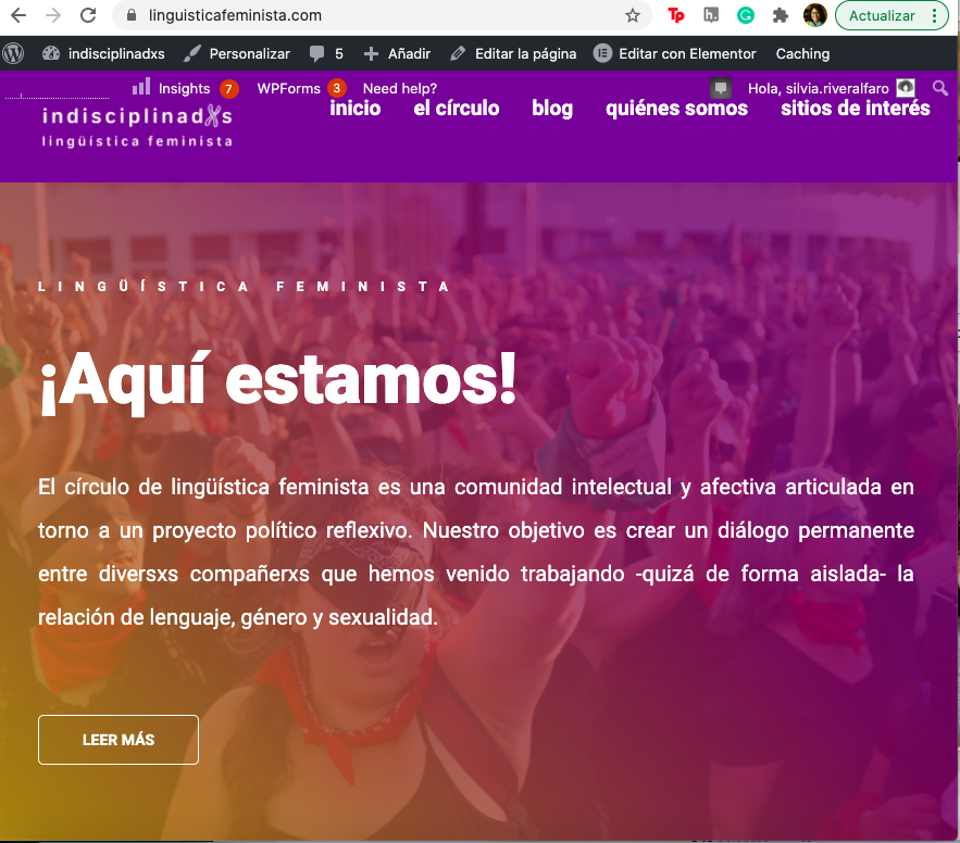 A view of the website of the project